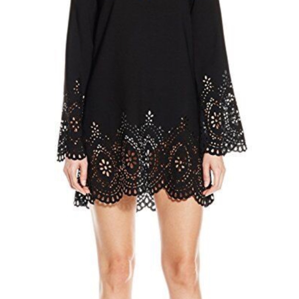 Modern Goth Black Tunic with Laser cut sleeves and bottom Size Large